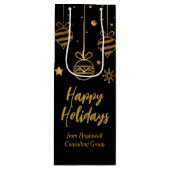 Elegante Prettig Feestelijk Zwart Goud Aangepast B Wijn Cadeautas (Voorkant)