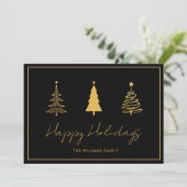 Elegante Prettig Kerst Zwart Kaart (Staand voorkant)