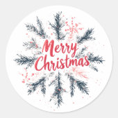 Elegante "Prettig Kerstfeest" Krans Stickers (Voorkant)