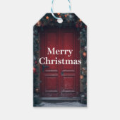 Elegante "Prettig Kerstfeest" rode deur cadeaukaar Cadeaulabel (Voorkant)