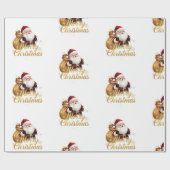 Elegante Prettig Kerstmis Kerstman Cadeaupapier (Vlak)
