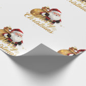 Elegante Prettig Kerstmis Kerstman Cadeaupapier (Hoek)