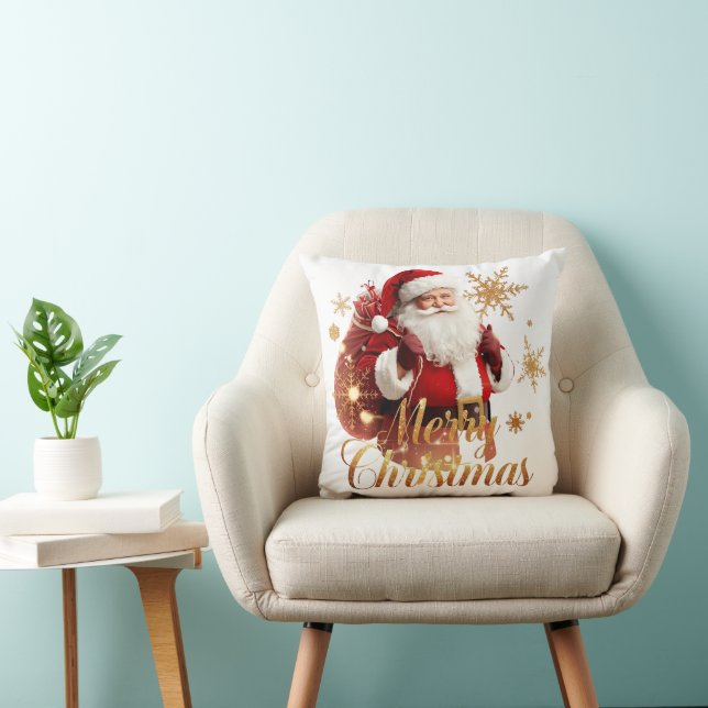 Elegante Prettig Kerstmis Kerstman Kussen (Stoel)