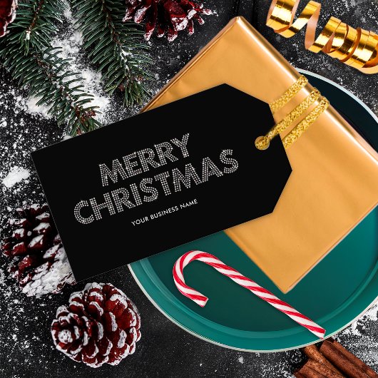 Elegante Prettig Kerstmis Zakelijk Zwart & Wit Cadeaulabel