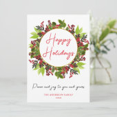 Elegante prettige feestdagen Vrede en vreugde Kers Feestdagenkaart (Staand voorkant)