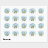 Elegante prieel beeld Duiven bloemen Bruidsdouche Vierkante Sticker (Vel)