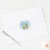 Elegante prieel beeld Duiven bloemen Bruidsdouche Vierkante Sticker (Envelop)