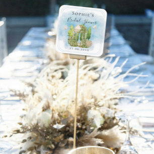 Elegante prieel beeld Duiven bloemen Bruidsdouche Vierkante Sticker