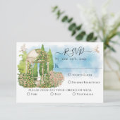 Elegante prieelbloemen, duiven Zomer bruiloft RSVP Kaart (Staand voorkant)