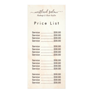 Elegante Prijslijst Salon Rackkaart Modern Reclamekaart