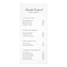 Elegante Prijslijst voor Kapsalon in Zwart en Wit