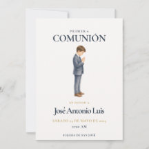 Elegante Primera Comunión Jongen die bidt