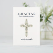 Elegante Primera Comunión Kruis Botanisch Bedankkaart (Staand voorkant)