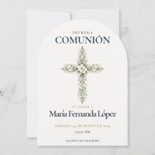 Elegante Primera Comunión Kruis Botanisch Kaart