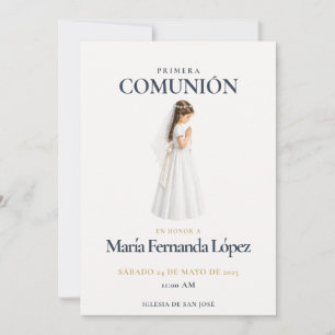 Elegante Primera Comunión Meisje Uitnodiging