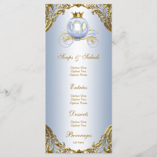 Elegante Prince Baby Shower Menu (Voorkant)