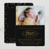 Elegante Prince Gold Confetti geboorteaankondiging Aankondiging (Voorkant / Achterkant)