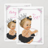 Elegante Princess Ballerina Tutu Pearl Baby shower Kaart (Voorkant / Achterkant)