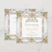 Elegante Princess Quinceanera Goud Witte Parel Kaart (Voorkant / Achterkant)