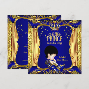 Elegante Prins Baby Shower Blauw Goud Bruin Kaart
