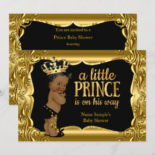 Elegante Prins Baby Shower Zwart Goud Etnisch Kaart