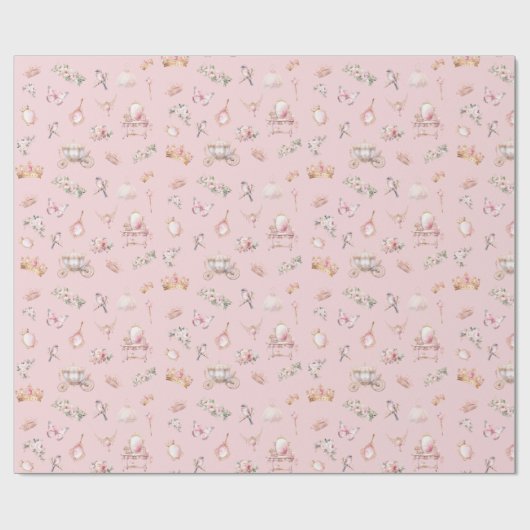 Elegante Prinses Blush Roze Bloemen Cadeaupapier (Vlak)