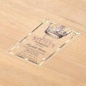 Elegante Prinses Kroonballonnen Lijst Sweet 16 Acryl Uitnodigingen (Laagn)