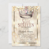 Elegante Prinses Kroonballonnen Lijst Sweet 16 Kaart (Voorkant)