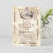 Elegante Prinses Kroonballonnen Lijst Sweet 16 Kaart (Staand voorkant)