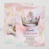 Elegante prinses kroonkasteel regenboog verjaardag kaart (Voorkant / Achterkant)