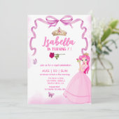 Elegante prinses meisje verjaardag Uitnodiging (Staand voorkant)