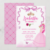 Elegante prinses meisje verjaardag Uitnodiging (Voorkant / Achterkant)