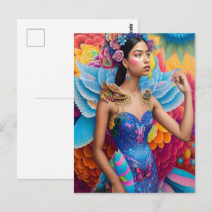 Elegante prinses met vleugels  briefkaart