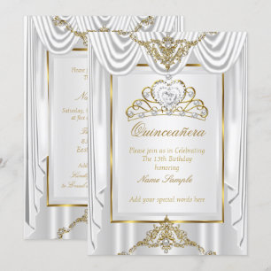 Elegante Prinses Quinceanera Goud Zilver Wit Kaart