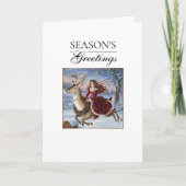 Elegante Prinses & Rendier Vintage Kerst Mooie Kaart (Voorkant)