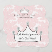 Elegante Prinses Roze Damask Baby Meisje Douche Kaart (Voorkant / Achterkant)