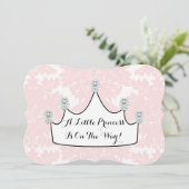Elegante Prinses Roze Damask Baby Meisje Douche Kaart (Staand voorkant)