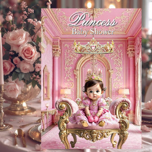 Elegante Prinses Roze Goud Baby Shower Paleis Kaart