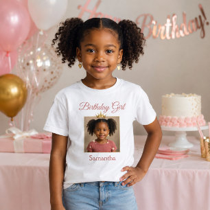 Elegante Prinses Thema Foto Verjaardagsmeisje  T-shirt