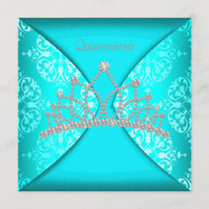 Elegante Prinses Tiara Turquoise Quinceanera Kaart