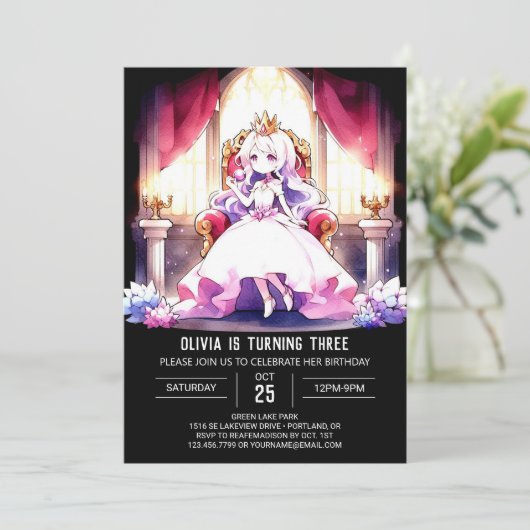 Elegante Prinses Verjaardag Kaart (Staand voorkant)