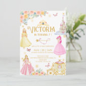 Elegante prinses verjaardag Uitnodiging (Staand voorkant)