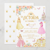 Elegante prinses verjaardag Uitnodiging (Voorkant / Achterkant)