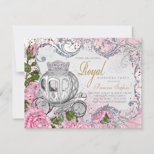 Elegante Prinses Verjaardagsfeest Kaart (Voorkant)