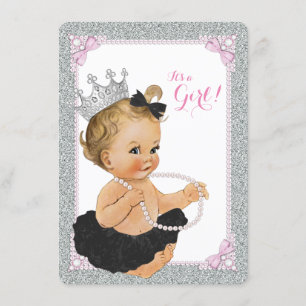 Elegante Prinses Zwarte Tutu Parel Baby Shower Kaart