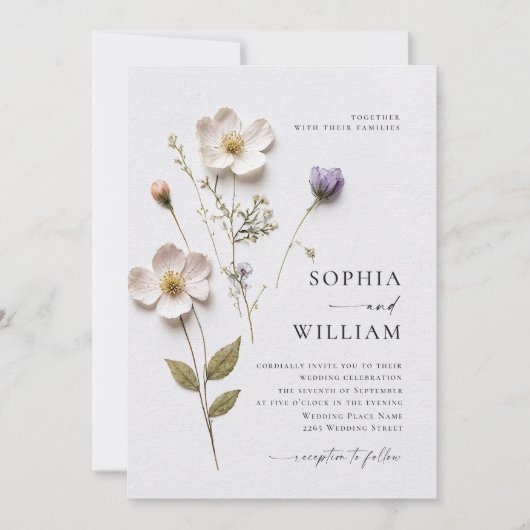 Elegante print geperste pastel Boho bloemen bruilo Kaart (Voorkant)