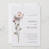 Elegante print geperste pastel Boho bloemen bruilo Kaart (Voorkant)