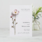 Elegante print geperste pastel Boho bloemen bruilo Save The Date (Staand voorkant)