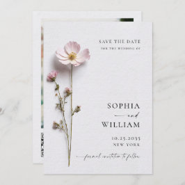 Elegante print geperste pastel Boho bloemen bruilo Save The Date