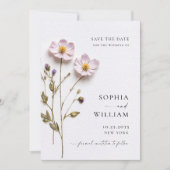 Elegante print geperste pastel Boho bloemen bruilo Save The Date (Voorkant)